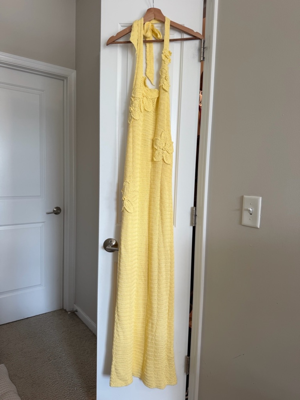Yellow Crochet Halter Maxi Dress